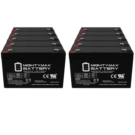 MIGHTY MAX BATTERY 6V 12AH F2 Battery Replacement for Siltron ELP1010 ELP1011 - 10PK MAX3896682